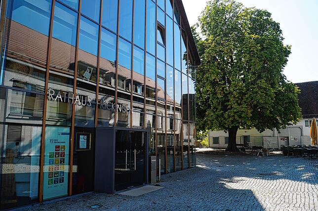 Heute ist der Platz um die Kastanie mit dem neuen Rathaus (links) und dem Bodenseeobstmuseum im Petershauser Hof (hinten) ein gern ...