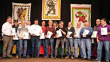 Neue Ehrenhänsele bei der Hänselezunft (von links): Thomas Pross, Rolf Rothmund, Hans-Peter Riegger, Andreas Roth, Harald Kirchmaier, ...