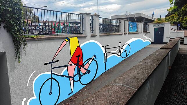 (Entwurf) So könnte die Wand neben der Fahrradrampe am Radolfzeller Bahnhof aussehen, die Unterführung soll nämlich neu gestaltet werden.