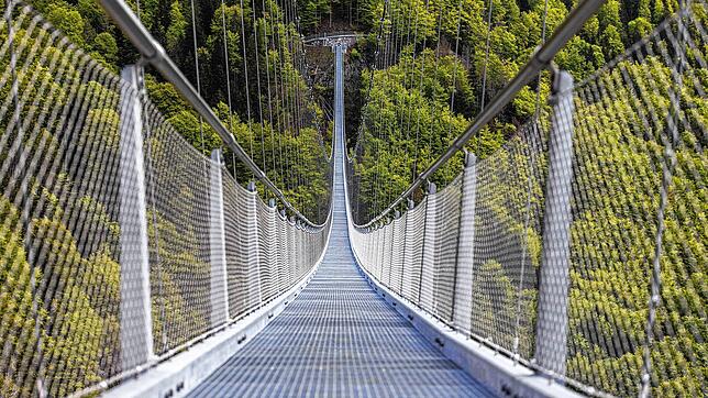Die neue Hängebrücke bei Todtnau. Die Eröffnung der &bdquo;Black Forest Line&ldquo; ist für das Pfingstwochenende geplant, Tickets ...