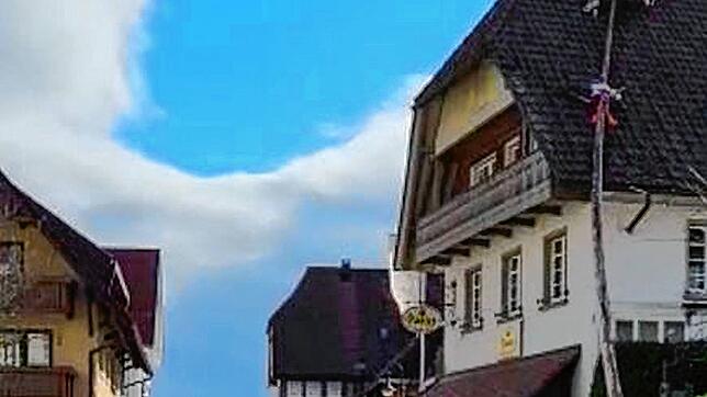 Hier fällt der Narrenbaum auf die falsche Seite und kracht auf das Hausdach.
