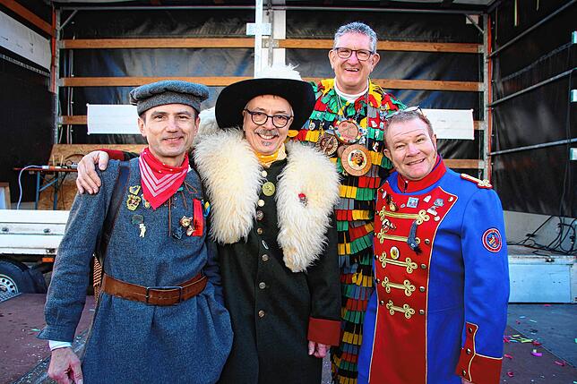 Die Zunftmeister (von links): Uli Kaltenbrunner (Arlen), Thomas Bertsche (Worblingen), Arnfried Winterhalder (Stühlingen) und Holger ...