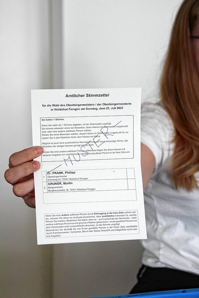 So sieht der Stimmzettel für die OB-Wahl am 23. Juli in Waldshut-Tiengen aus.