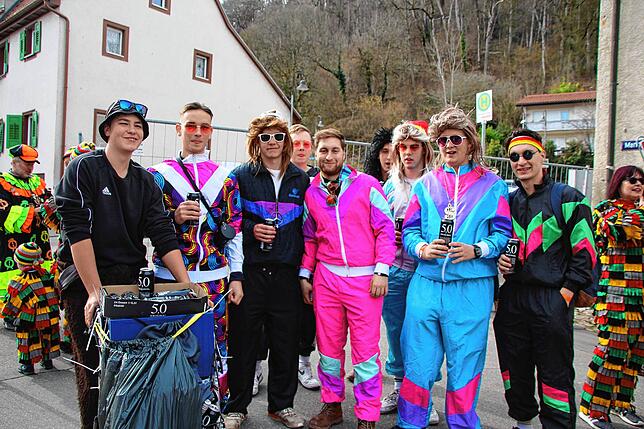 Diese Gruppe junger Männer hatte viel Spaß am Schmutzigen Donnerstag in Stühlingen.