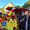 Einsatzleiter Stefan Drach (von links), Feuerwehrkommandant Claudius Mecking, stellvertretender Kreisbrandmeister Felix Engesser und der ...