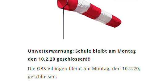 Kein Unterricht wegen Sturm „Sabine“, aber eine Notbetreuung: So sahen die Homepages aller städtischen Schulen am Montag ...