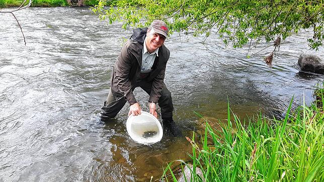 Aktiv im Schutz von Gewässer und Fischen: Stefan Eichkorn vom Angelsportverein Lauchringen in Aktion.