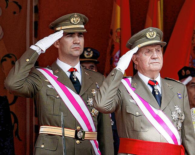 Hatten nie die beste Beziehung zueinander: Juan Carlos (rechts) und Sohn Felipe 2008.