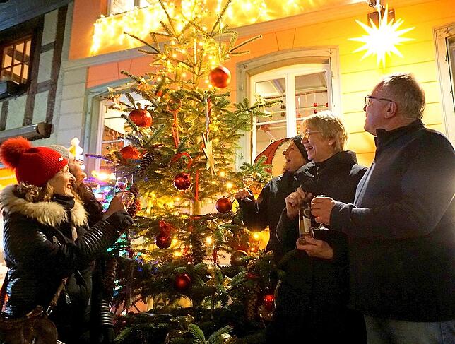 „Man glaubt es kaum, was für ein scheener Baum“ sind sich Aline Valiani, Ana Roscan, Anita Maier, Renate Bitsch und Ewald ...