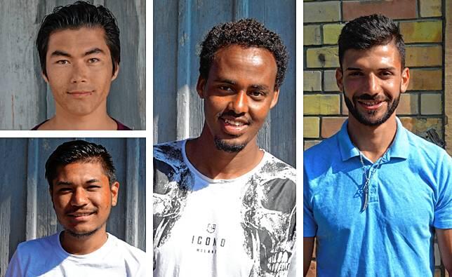 Leo (oben links), darunter Amir, Jamal (Mitte) und Ahmed.