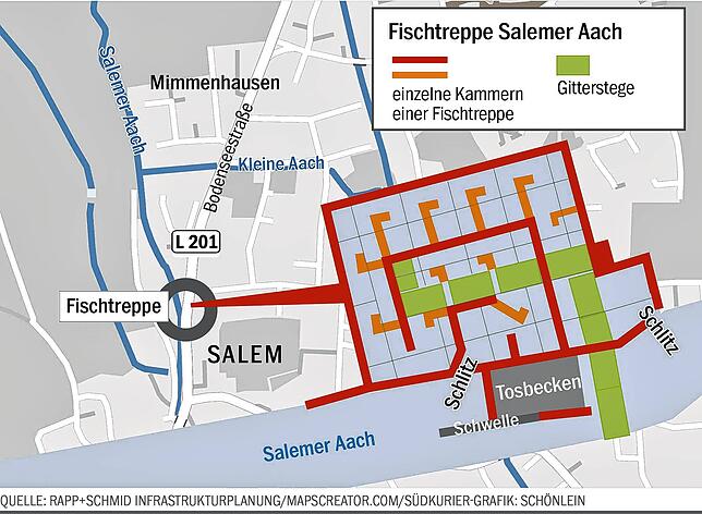 Bild 1: Freie Bahn für die Seeforelle? Fische sollen künftig über eine Treppe vorwärts kommen