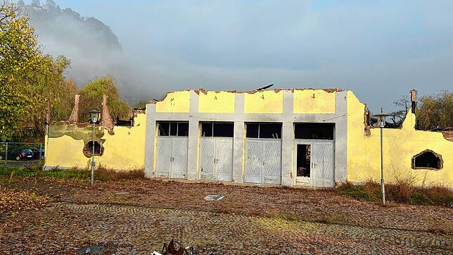 Noch steht die Brandruine der Scheffelhalle. Doch dies wird sich schon bald ändern: In der kommenden Woche soll mit dem Abriss begonnen ...