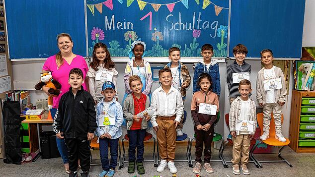 Die Erstklässler der Klasse 1GB der Hebelschule in Gottmadingen-Bietingen sind mit Klassenlehrerin Maximiliane Friedrich am Start.