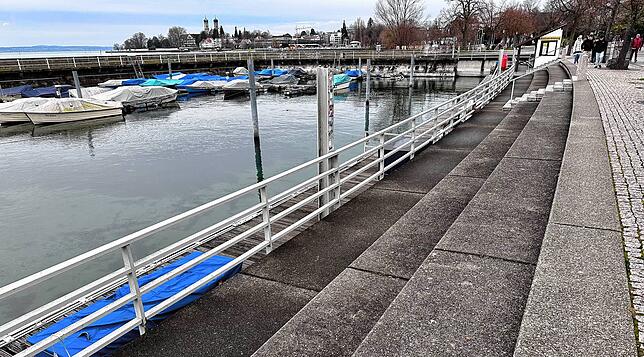 Die Uferpromenade am Gondelhafen im Winter.