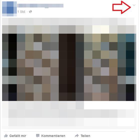 Der Hacken oben rechts öffnet die Optionen, die man mit einem Beitrag hat.