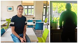 Soraya Hartmann, die pflegerische Leiterin der Station 71 – und ein Mann, der hier untergebracht ist.