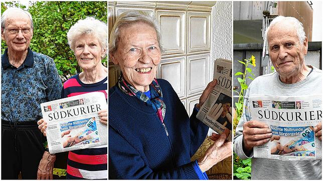 Es gibt Leser, die sich noch an die ersten Jahre des SÜDKURIER erinnern (von links): Helga Doser und ihr Ehemann Willi Doser aus ...