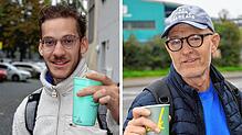Mehrweg vs. Einweg? Ayman Elyadji (links) aus Konstanz hat einen eigenen Becher dabei. Wenn jeder das tun würde, könnte Müll vermieden ...