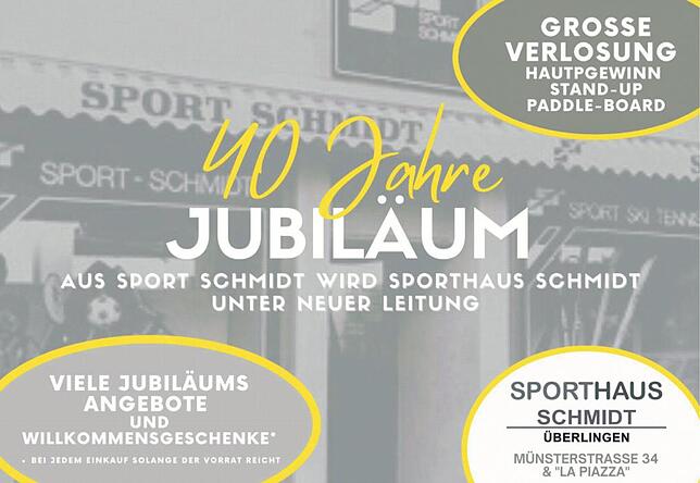 Bild 1: 40 Jahre Sporthaus Schmidt Überlingen: Die Erfolgsgeschichte begann mit Ski und Tennis