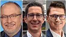 Drei Bewerber für das Bürgermeisteramt in Wehr gibt es: Michael Kownatzki, Denis Schimak und Matthias Jehle (von links).