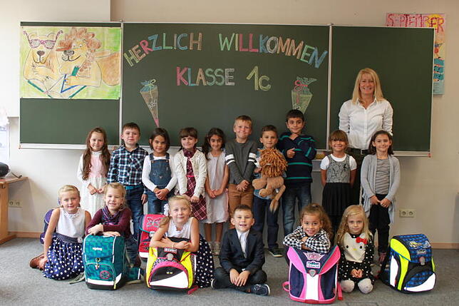 Einschulung an der Außenstelle der Härle-Schule Pfullendorf: Die Löwen starten in der 1c mit Klassenlehrerin Frau Jäger.