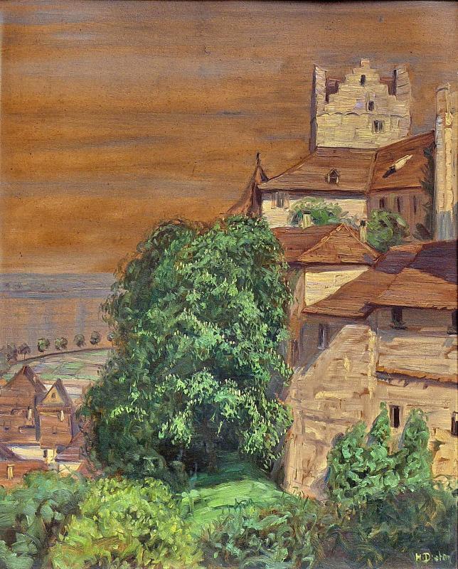 Seit 1919 hatte Hans Dieter seinen Lebensmittelpunkt in Meersburg. Er lebte und arbeitete 18 Jahre in der Burg, die er vielfach malte. ...