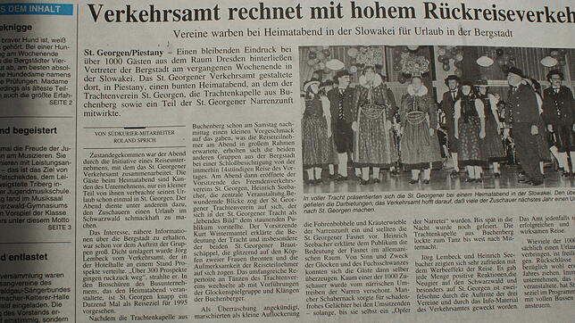 Viel Beifall und Bewunderung erntete vor 25 Jahren der St. Georgener Trachtenverein, die Trachtenkapelle aus Buchenberg und ein Teil der ...