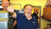 Sie sind dem Universum Kino bis heute treu geblieben. Uwe Kemmer (v.l.), Dieter Kemmer und Dieter Bretzke. Bild: Natalie Reiser
