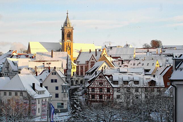 Blick von der evangelischen Christuskirche auf die Altstadt von Pfullendorf