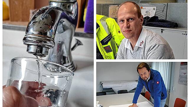 Dass weiter einwandfreies Trinkwasser aus den Leitungen kommt, darum kümmern sich Benjamin Breuer (oben) bei den Stadtwerken ...