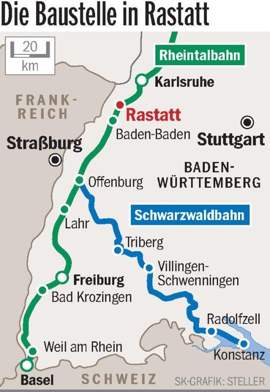 Plan der Baustelle in Rastatt.The