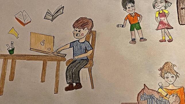 Der deprimierende Alltag während des Schul-Lockdowns: Eine Klasse!-Reporterin zeigt in einer Karikatur, was vermieden werden sollte.