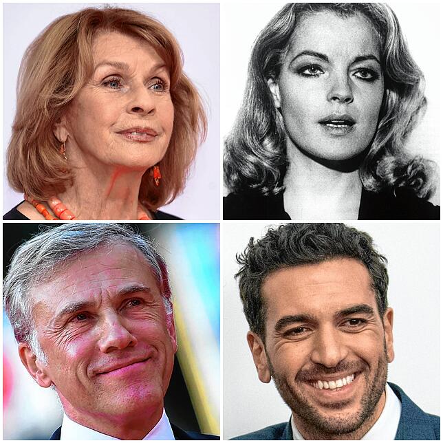 Vier Filmstars mit österreichischen Wurzeln: Senta Berger, Romy Schneider, Elyas M&lsquo;Barek und Christoph Waltz.