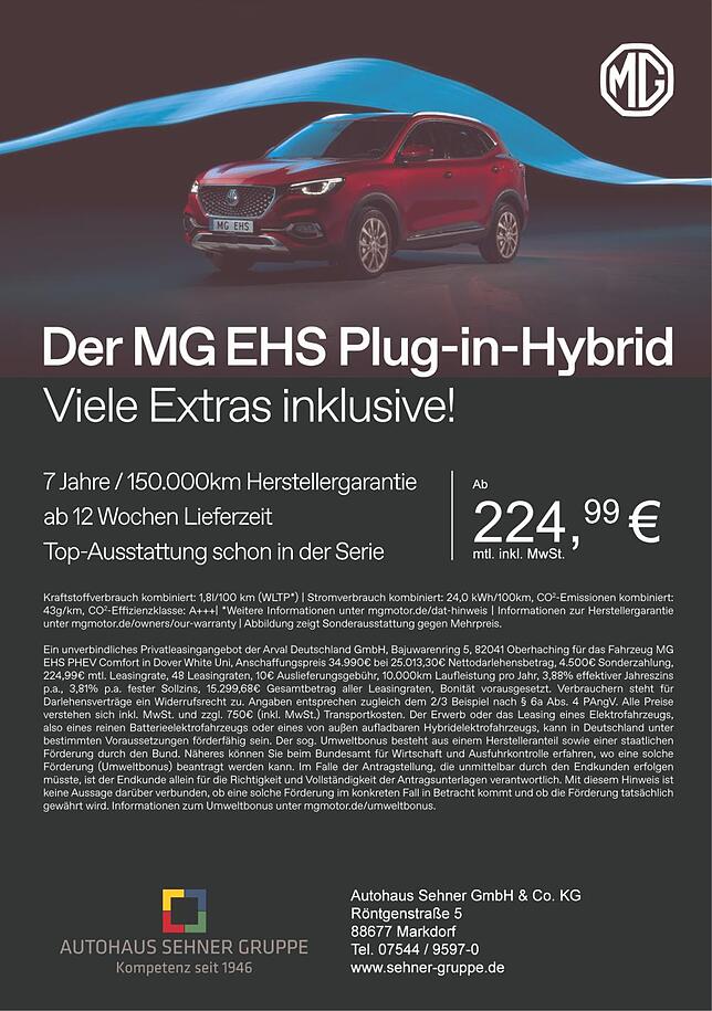 Bild 1: Autohaus Sehner: Hochwertige Elektro- mobilität im Blick