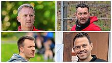 Die Trainer der vier Vereine, die am Saisonfinale in der Landesliga beteiligt sind.