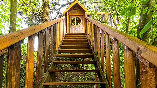 Eine Attraktion: Der Campingplatz in Gurtweil hat ein Baumhaus. Bilder: Dieckmann (2)
