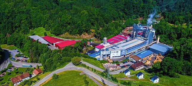 Wirtschaft: Die Holzfaserplattenfabrik Gutex im Ortsteil Gutenburg.
