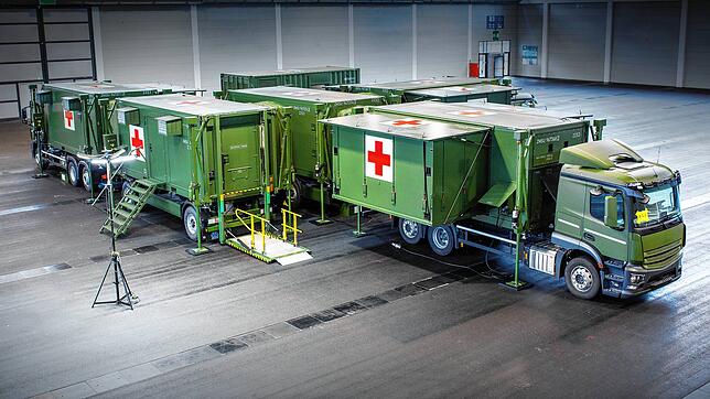Das System der mobilen Rettungsstation besteht aus insgesamt drei LKW und Anhängern sowie sechs Containern.