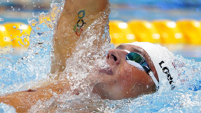Ryan Lochte vom amerikanischen Schwimmteam bei den olympischen Spielen 2012 in London.