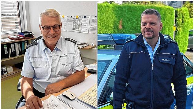Bernd Grambau (links) und Lutz Hirt sind die neuen Leiter der Polizeiposten Rielasingen-Worblingen beziehungsweise Gottmadingen.