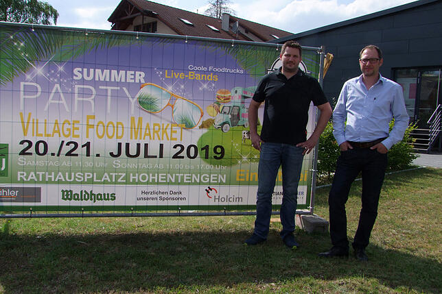 Alexander Pfähler und Dirk Schäuble vom Organisationskomitee (von links) freuen sich auf den Village Food Market in Hohentengen.