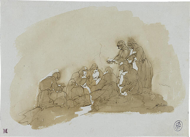 Guiseppe Bernardino Bison: &bdquo;Sieben Frauen am nächtlichen Feuer sich wärmend&ldquo;, um 1820/30.