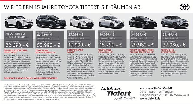 Bild 1: 15 Jahre Autohaus TOYOTA Tiefert: Das passende Modell für alle Kunden