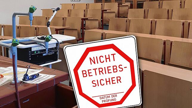 Eltern des Graf-Zeppelin-Gymnasiums beklagen den Zustand der naturwissenschaftlichen Fachräume (Montage).