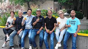 Leslie Schuberth, Achim Rimmele, Marcus Glöcker, Frank Klein, Thorsten Einhaus, Silke und Simon Rebholz (von links) freuen sich auf das ...