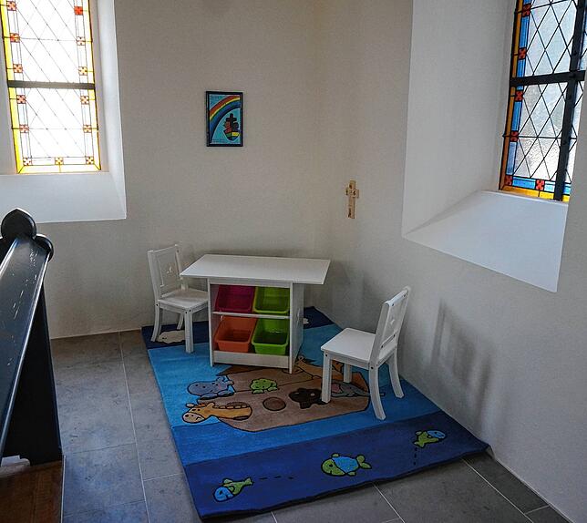 Für die Kleinen: In einer Ecke beim Eingang ist in der &bdquo;neuen&ldquo; Christuskirche diese Spielecke zu finden.