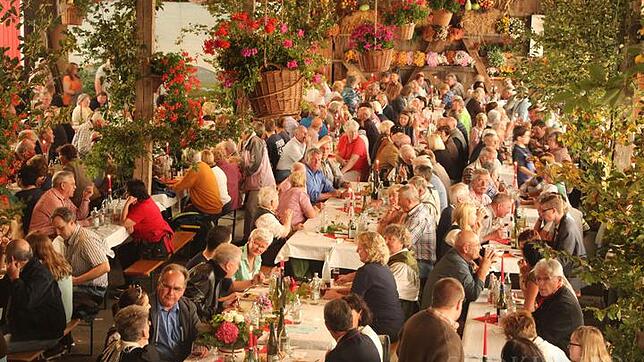ulx_02_uhl_weinfest Viel Stimmung herrscht stets beim Birnauer Weinfest, in der mit herbstlichem Blumen- und Laubschmuck verzierten Scheuer beim ...