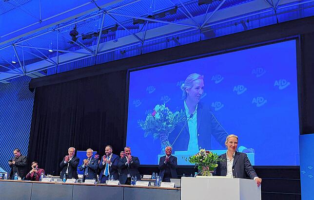 Die AfD-Co-Vorsitzende Alice Weidel spricht bei der Aufstellungsversammlung und ist die klare Nummer Eins ihrer Partei im Südwesten.