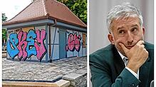 Noch vor der Eröffnung wurde dieses Häuschen in Tübingen mit Graffiti beschmiert – sehr zum Ärger von Oberbügermeister Boris Palmer.