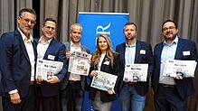 Sie sind stolz auf SÜDKURIER, Alb-Bote und Rhy-Express (von links): David Lämmel, Geschäftsführer SÜDKURIER Medienhaus, Matthias ...